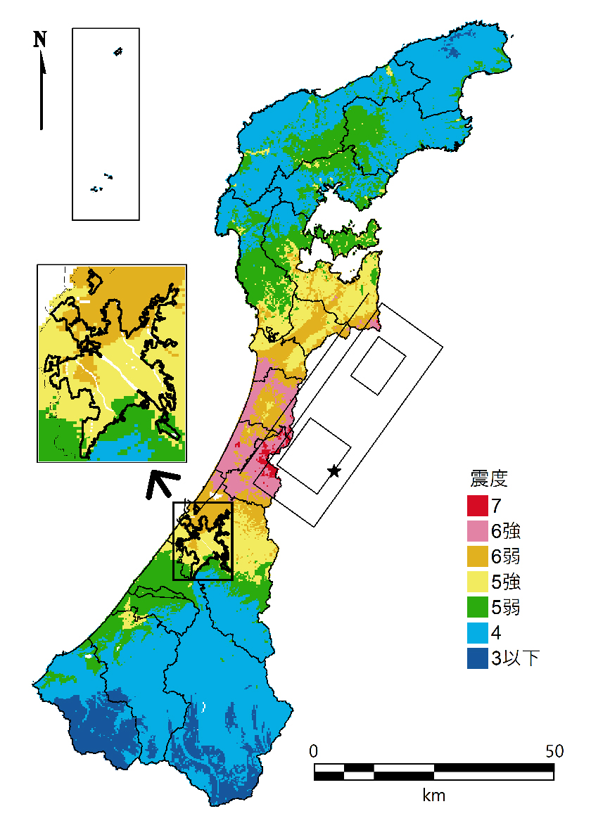 邑知潟断層帯の断層図